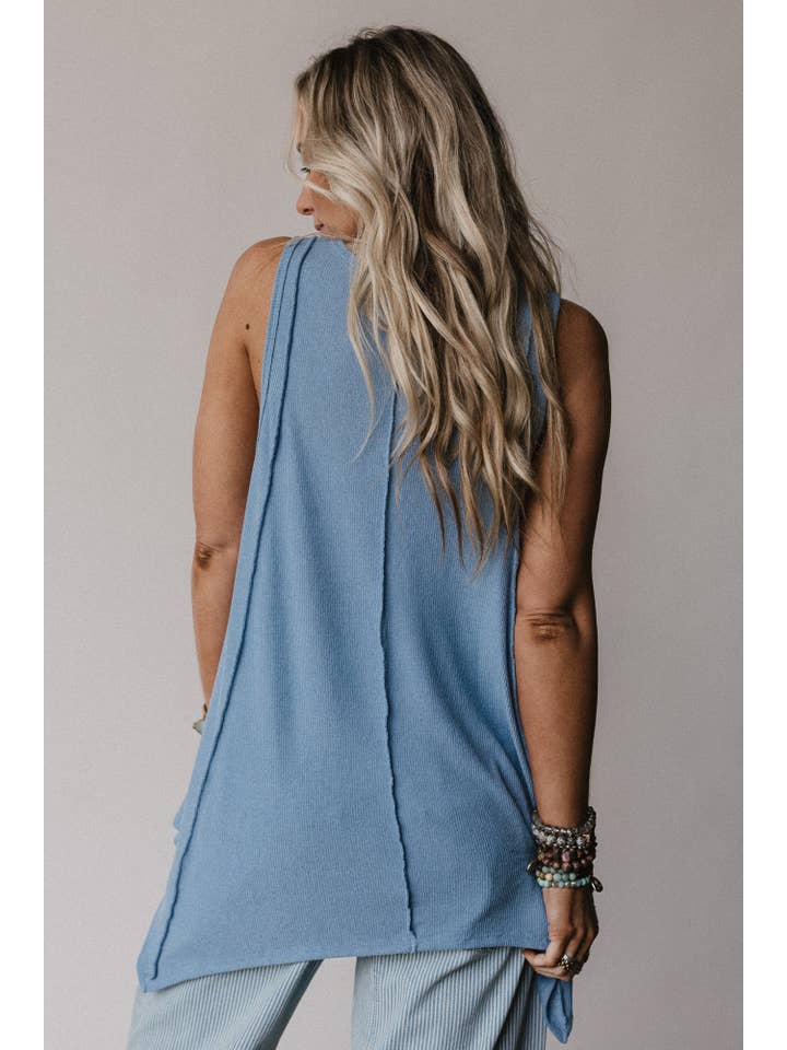 Blue Drift Away Top - Denim for wholesale on Faire