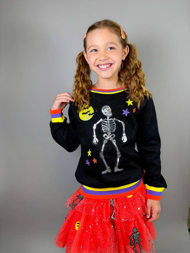 Sudadera de Esqueleto de Halloween con Parche para venta al por mayor de Three Wildflower Designs