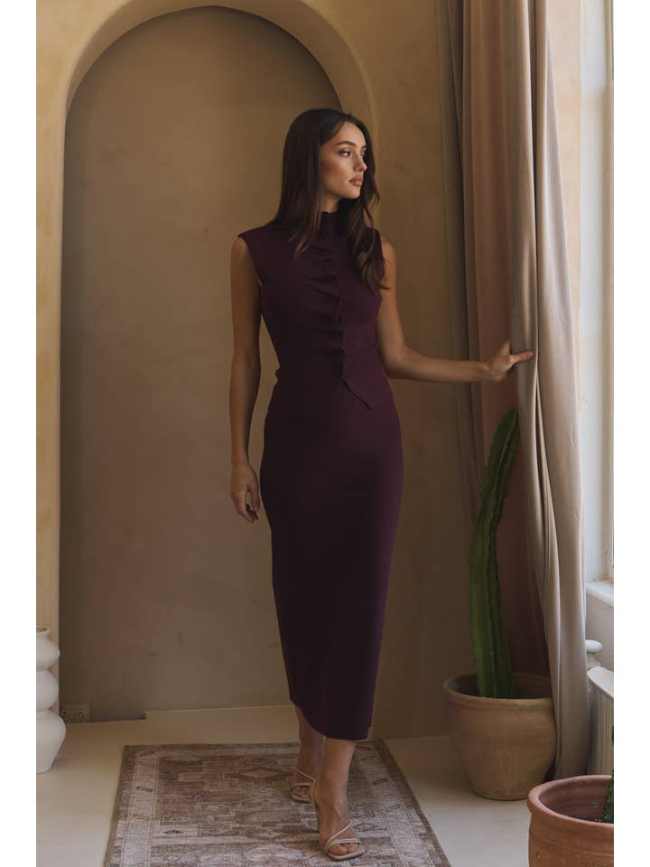 OATMEAL Pleated front top & skirt set for wholesale on Faire3