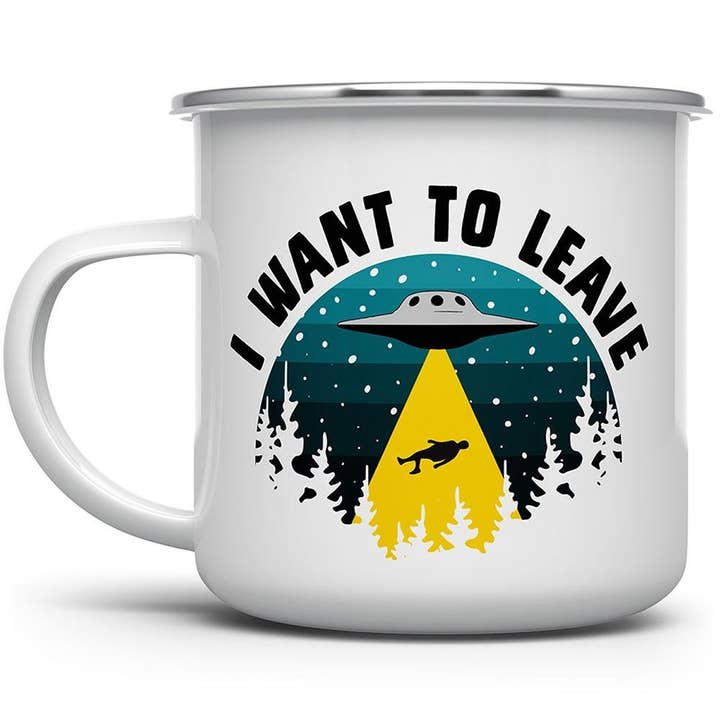 Loftipop - Wholesale Coffee Mug - I Want to Leave UFO Campfire Camping Mug, Funny Alien Cup