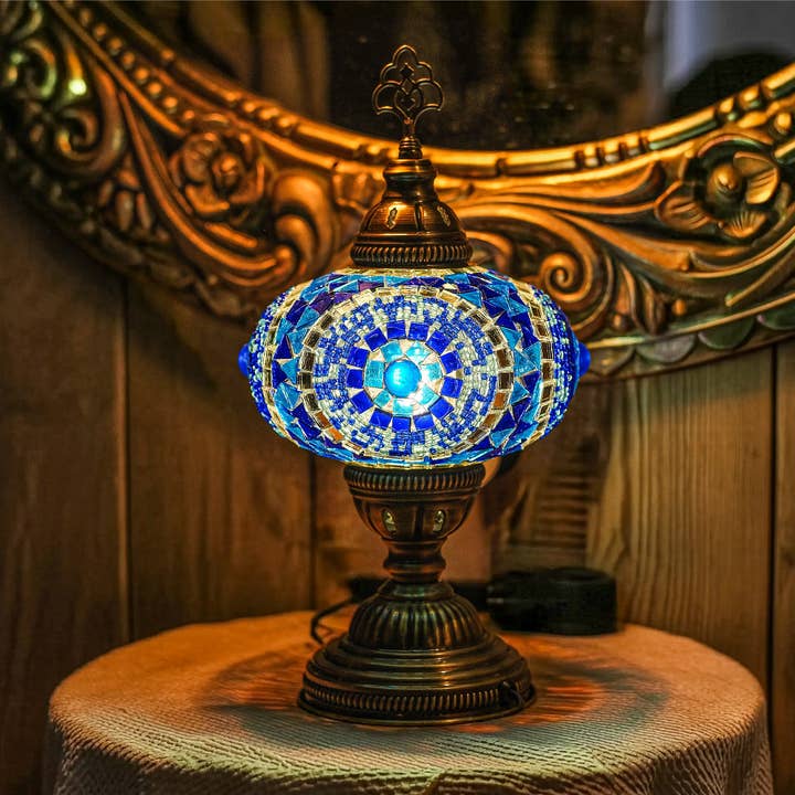 Mozaist Turkish Mosaic Table Lamp Blue for wholesale by Mozaist LLC