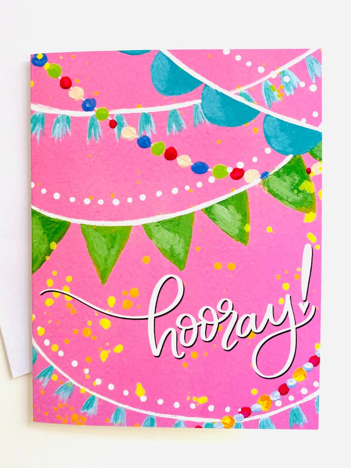 Biglietto «Hooray» con busta per la vendita all'ingrosso da parte di Bethany Joy Art