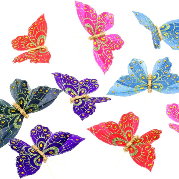 Royal Color w/ Glitter Butterfly Garland - THH7039B for wholesale by World Buyers