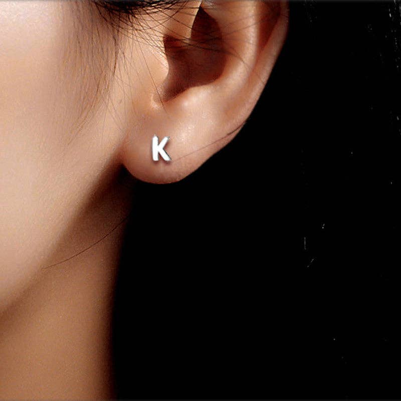 Perimade & Co. LLC - Wholesale Stud/Post Earrings - Dainty Initial Letter Stud Earrings in 925 Sterling Silver10