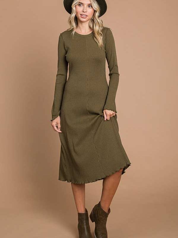 Culture Code - Wholesale Dress - Women's - CRD1903L - CREW NECK BELL SLV FLARE MIDI DRESS7