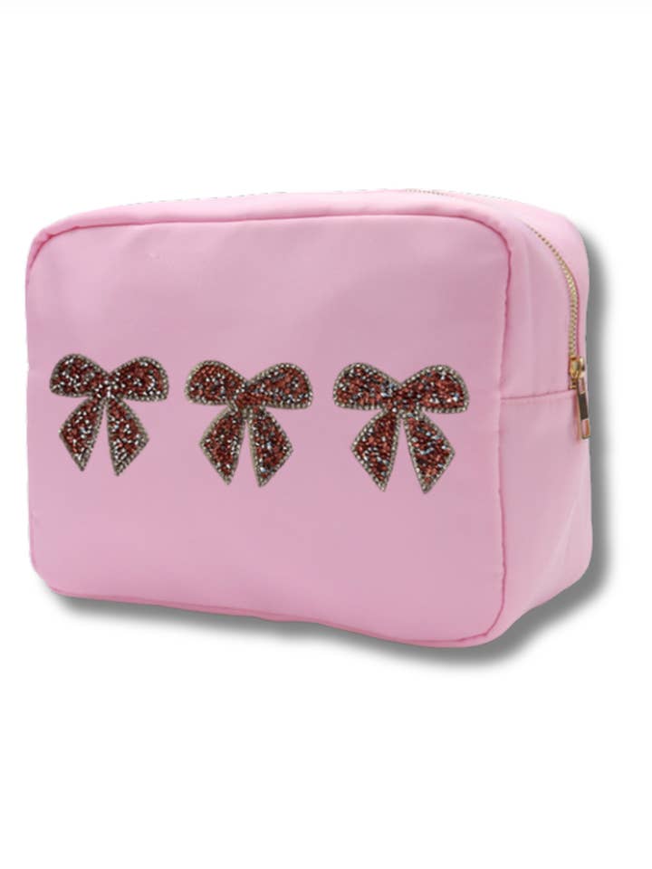 3 NŒUDS EN STRASS SUR GRAND SAC EN NYLON AVEC FERMETURE ÉCLAIR pour la vente par Maddyloo