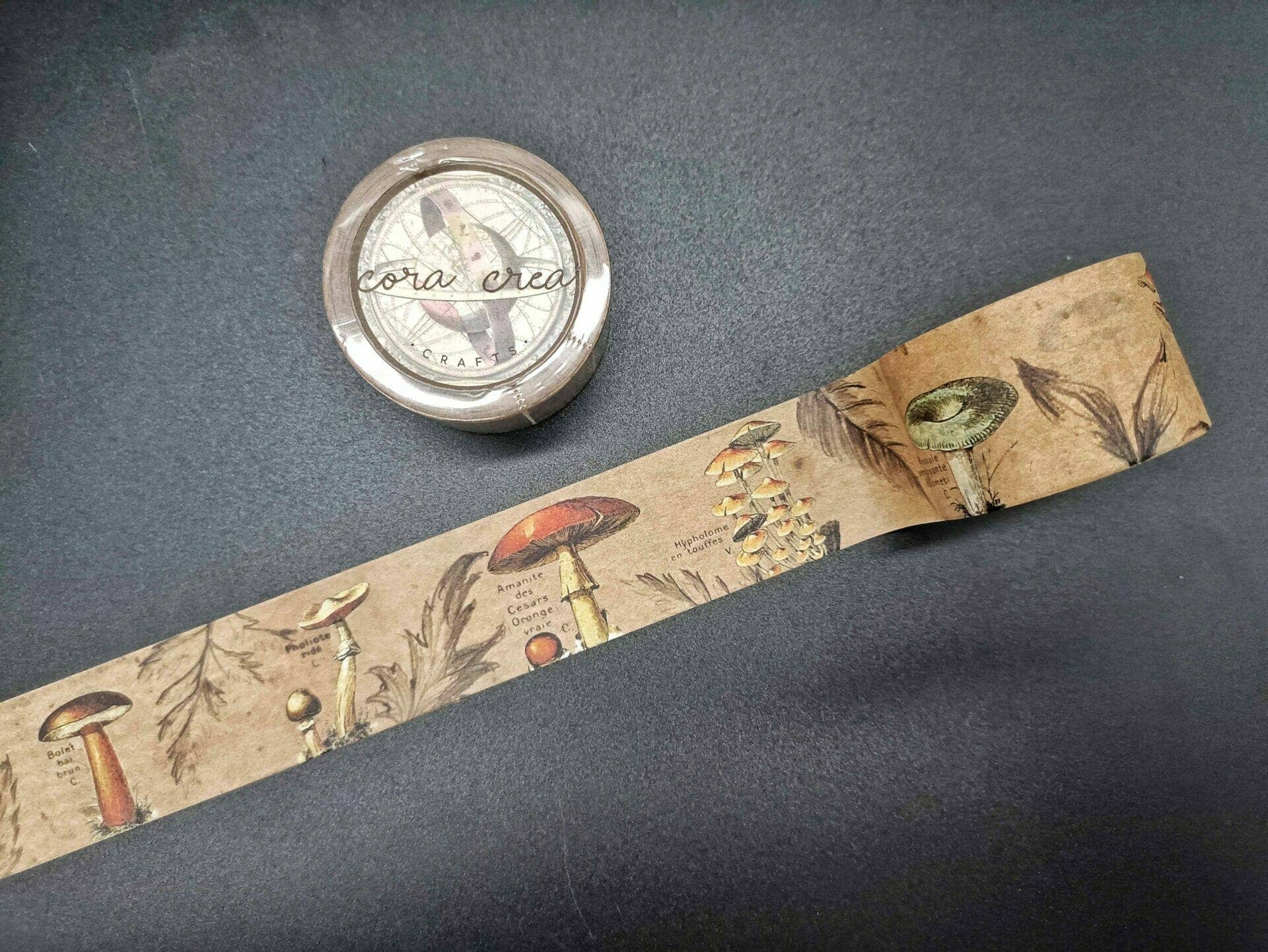 CoraCreaCrafts - Vente Rubans adhésifs Washi - Ruban adhésif Washi Vintage Mushrooms4