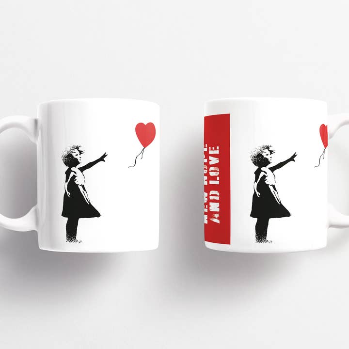 Banksy Ceramic Mug 325ml - Girl With Red Balloon for wholesale by URBAN.ITY SRL