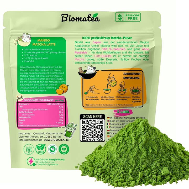 Biomatea - Wholesale Health/Detox Tea - Japanese Matcha Tea Powder, Matcha Love Cat edition, 50 g, Cafe Quality1