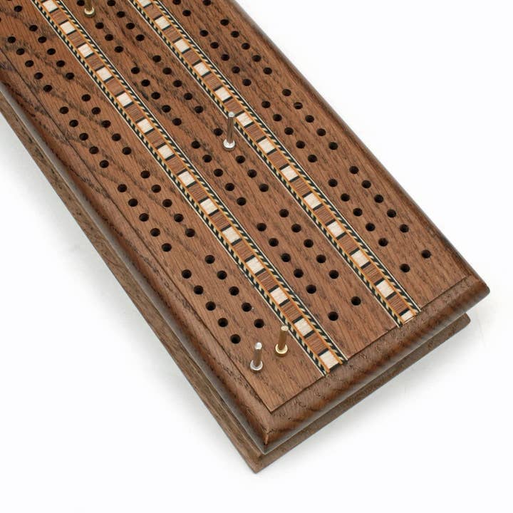 Wood Expressions - Wholesale Board Game - Cribbage Set - Solid Oak Medium Stained Sprint 3 Track4