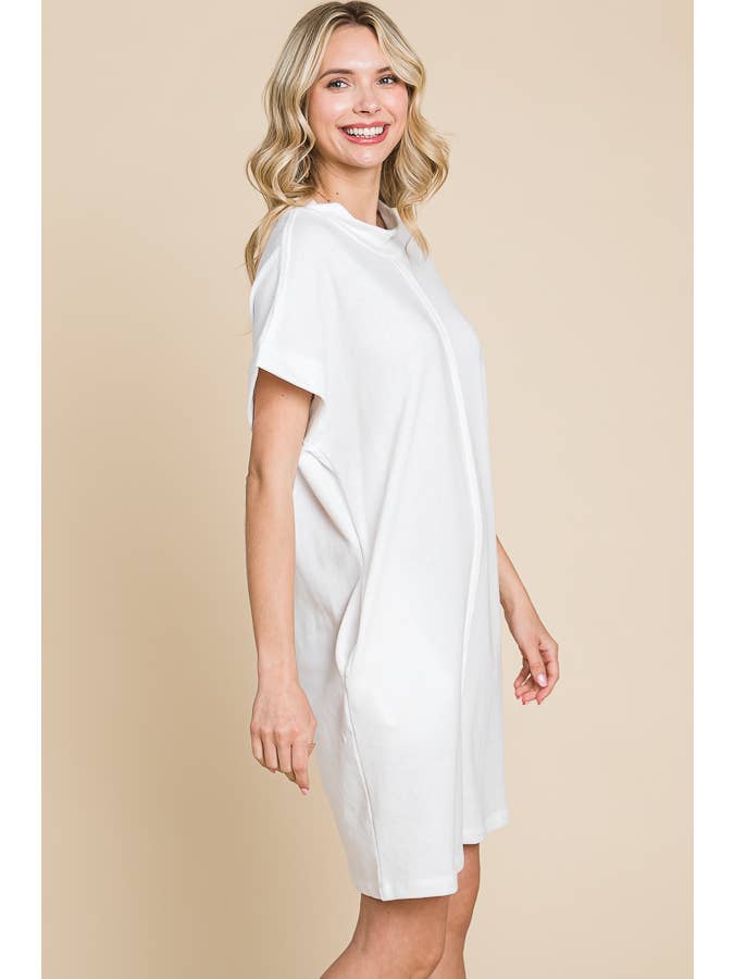 Culture Code - Wholesale Dress - Women's - CFD1293A - LOOSE HIGH NECK OUTSEAM SHIFT DRESS