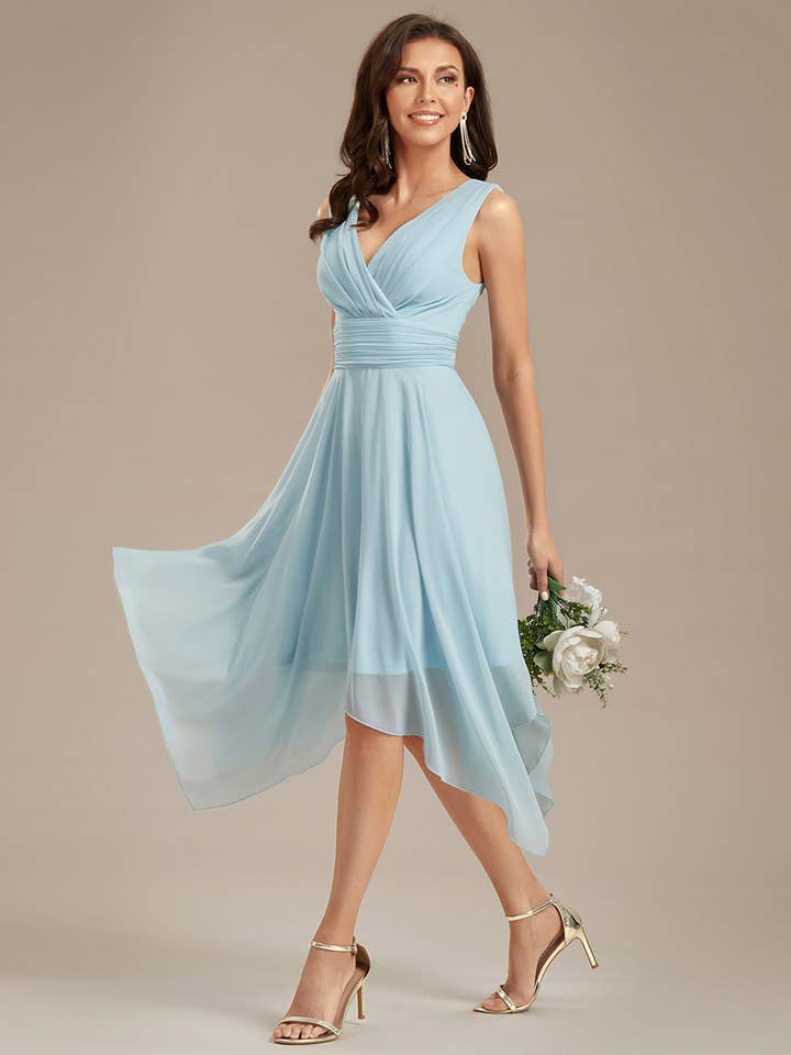 Ever-Pretty - Wholesale Gown - Women's - Pretty Knee Length Chiffon Irregular Hem Bridesmaid Dress