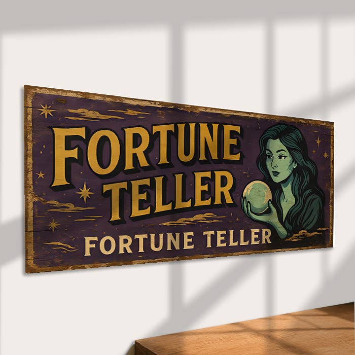 The British Metal Signs Company – Engroshandel Vægskilt – Vintage spåkone krystalkugle læsning metalskilt cirkus1