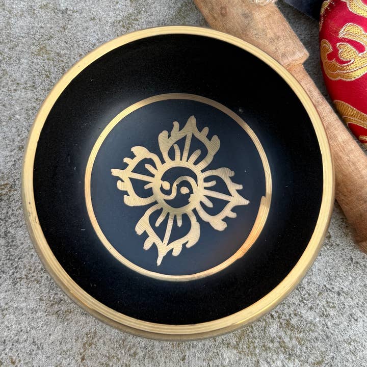 Lungta Imports - Wholesale Meditation Supplies - Tibetan Complete Singing Bowl Gift Box Set 8 Lucky Symbols 29