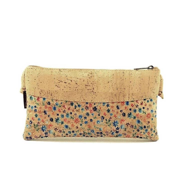 Bolsa crossbody de cortiça e bolsa de envelope vegana para mulheres em floral brilhante por atacado de Moddanio Cork