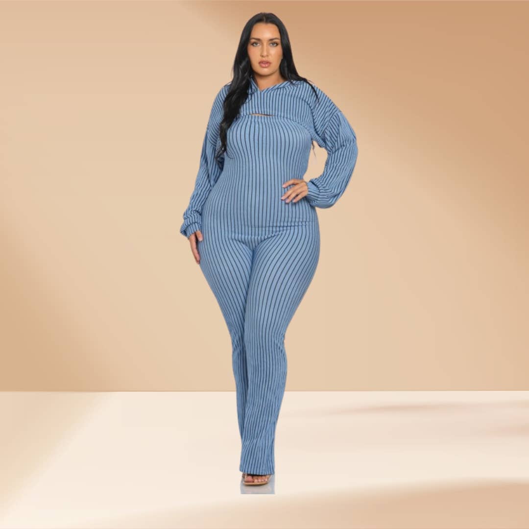 Celystrends – wholesale Jumpsuit - Dam – Plus size randig 2-delad jumpsuit20