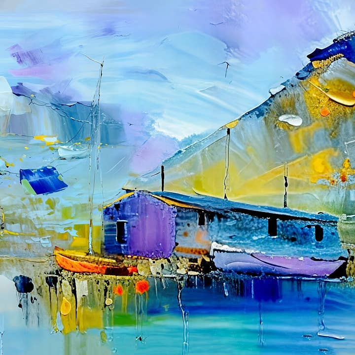 Vibrant Coastal Fine Art Print, Nautical Wall Decor, Colorful Beach House Painting, Unique Home Decor, Gift for Ocean Lovers for wholesale by Mediaunlimited, LLC.