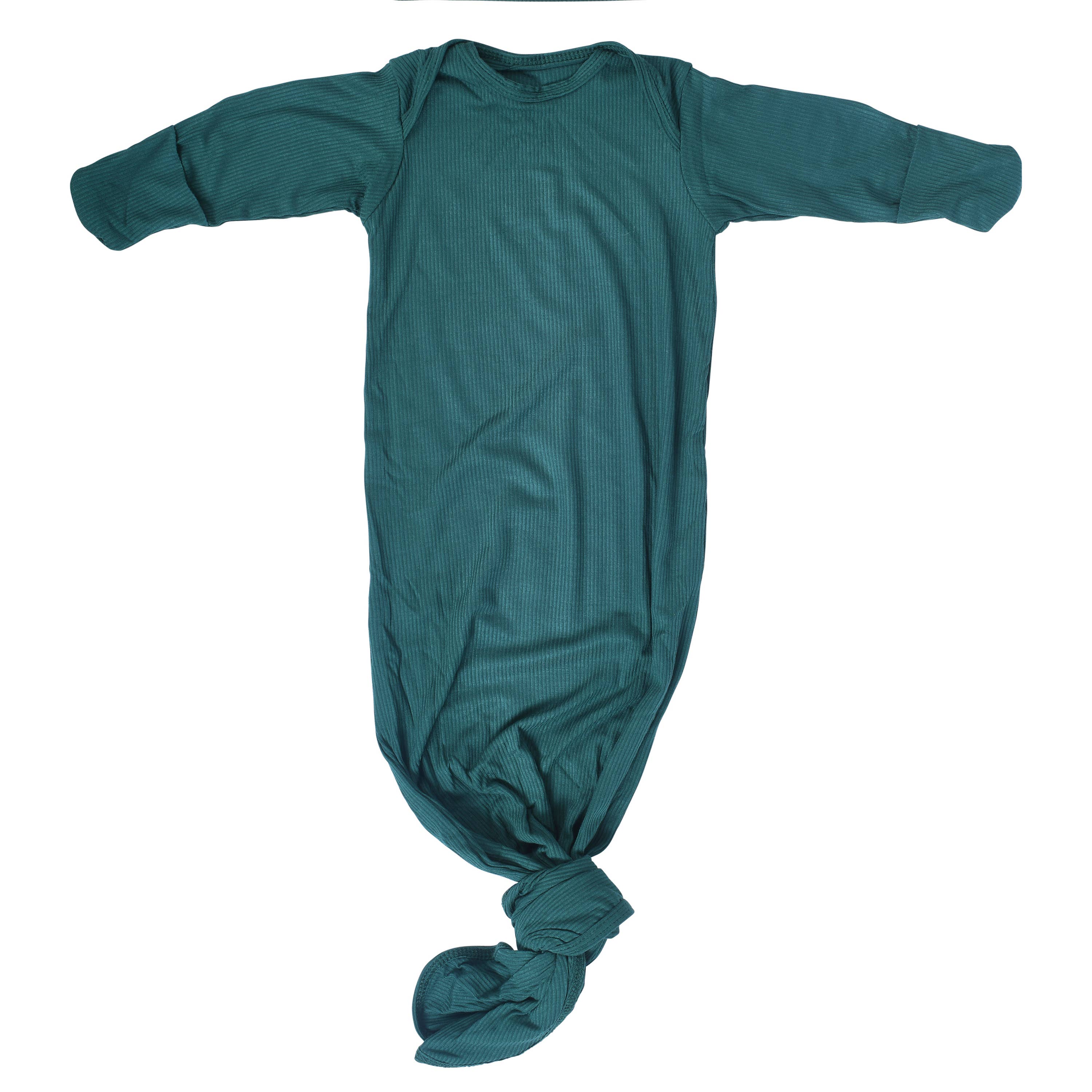 Three Little Tots - Wholesale Babygown - Baby - Forest Green Ribbed Knotted Newborn Baby Gown Sleepwear0