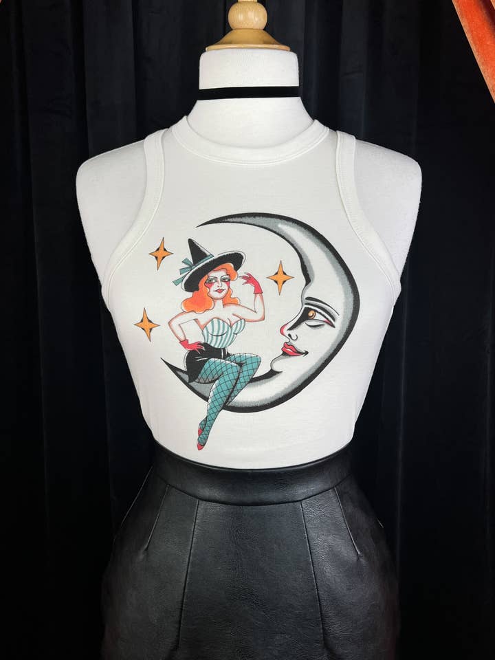 My Beloved Witch Top Rib Racer Tank in Natural for wholesale by Mischief Made