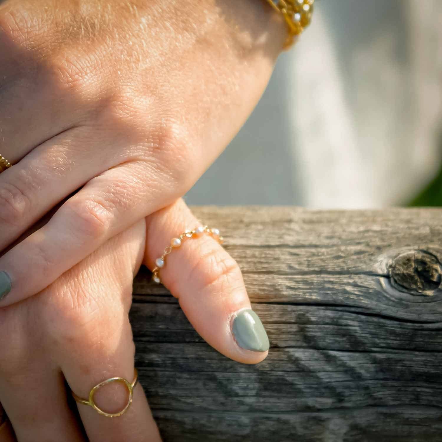 Sabina Jewelry - Wholesale Chain Ring - Pearl Chain Ring2