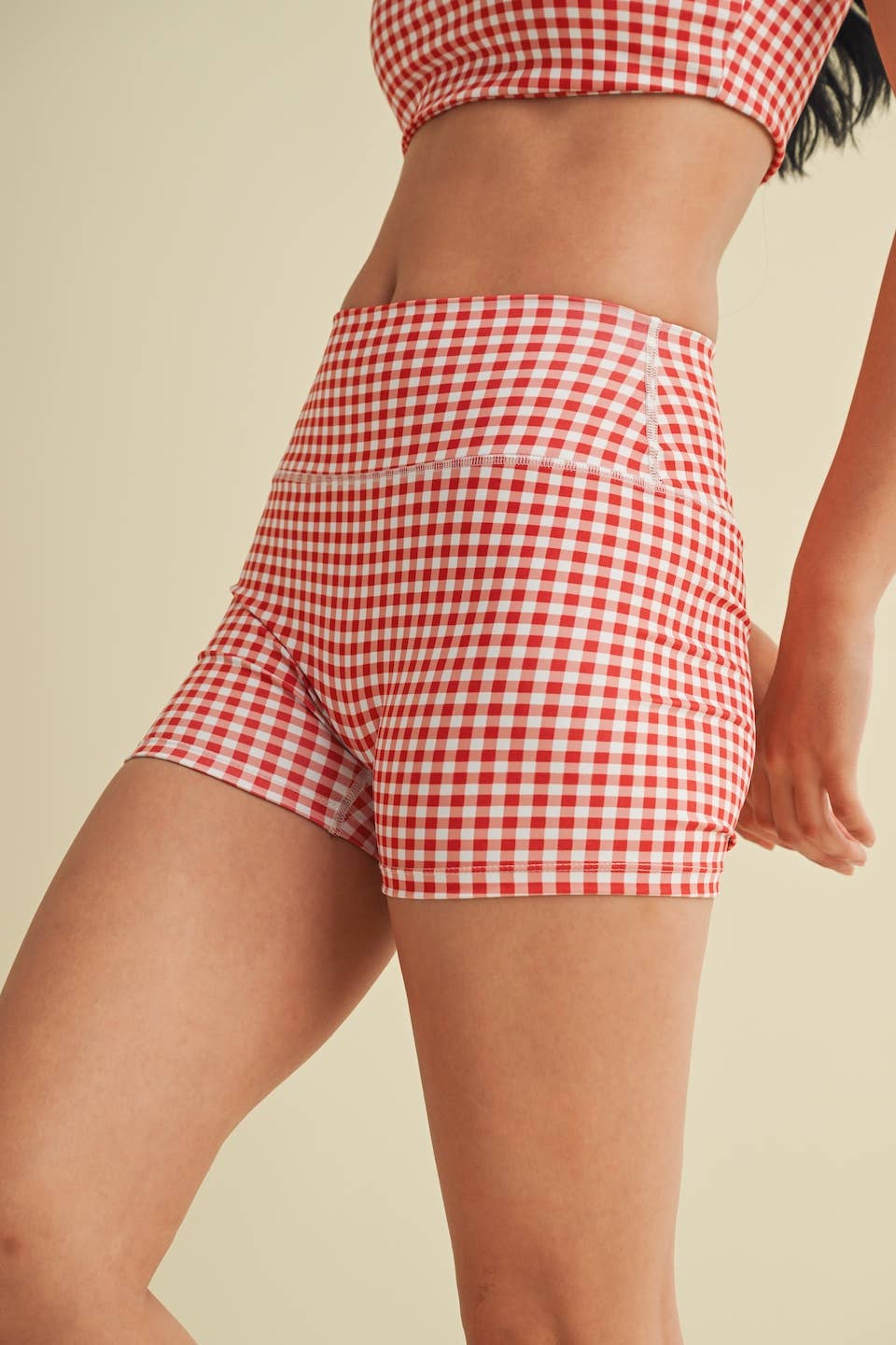 KIMBERLY C – wholesale Athletic shorts – Women's – Gingham Print Mid-Rise Mini Shorts46