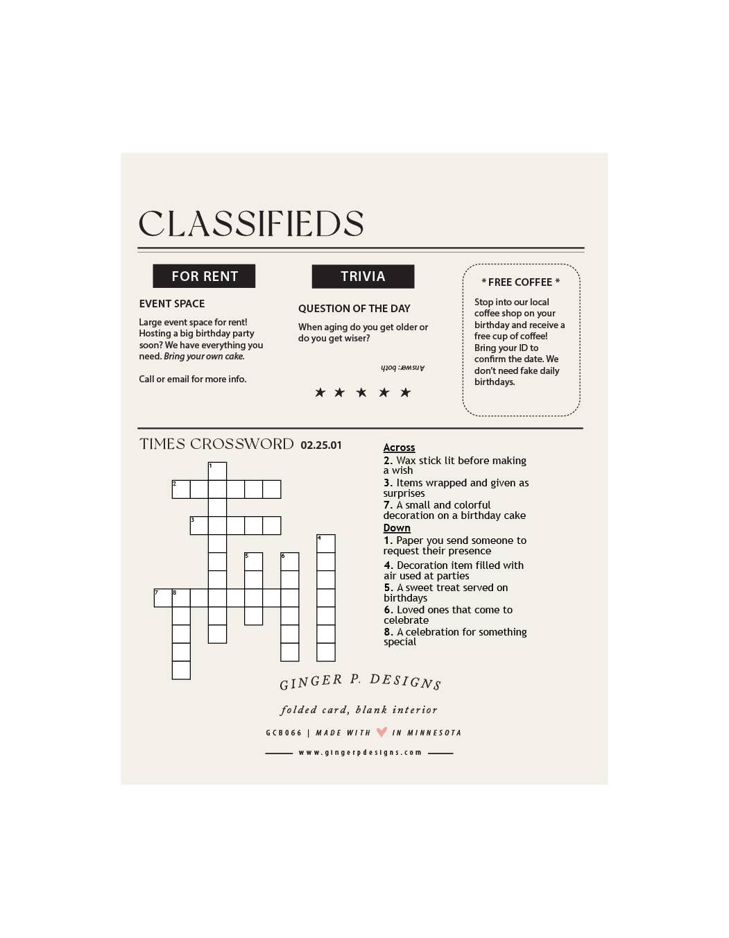 Ginger P. Designs - Wholesale Birthday Card - Birthday Times Greeting Card 1