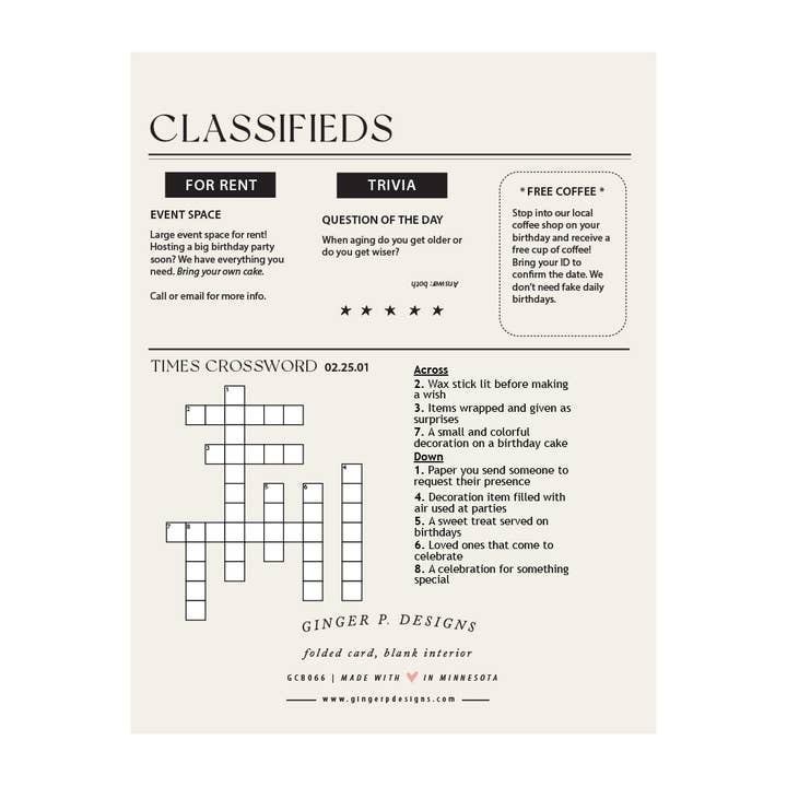 Ginger P. Designs - Wholesale Birthday Card - Birthday Times Greeting Card 1