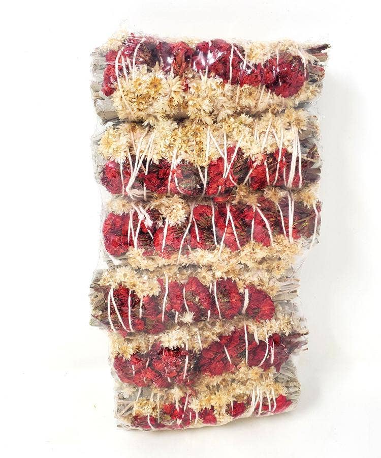 Liv Rocks - Vente Bâtons de fumigation - Bâton de fumigation d'hiver à la sauge + tanaisie séchée avec statice rouge2