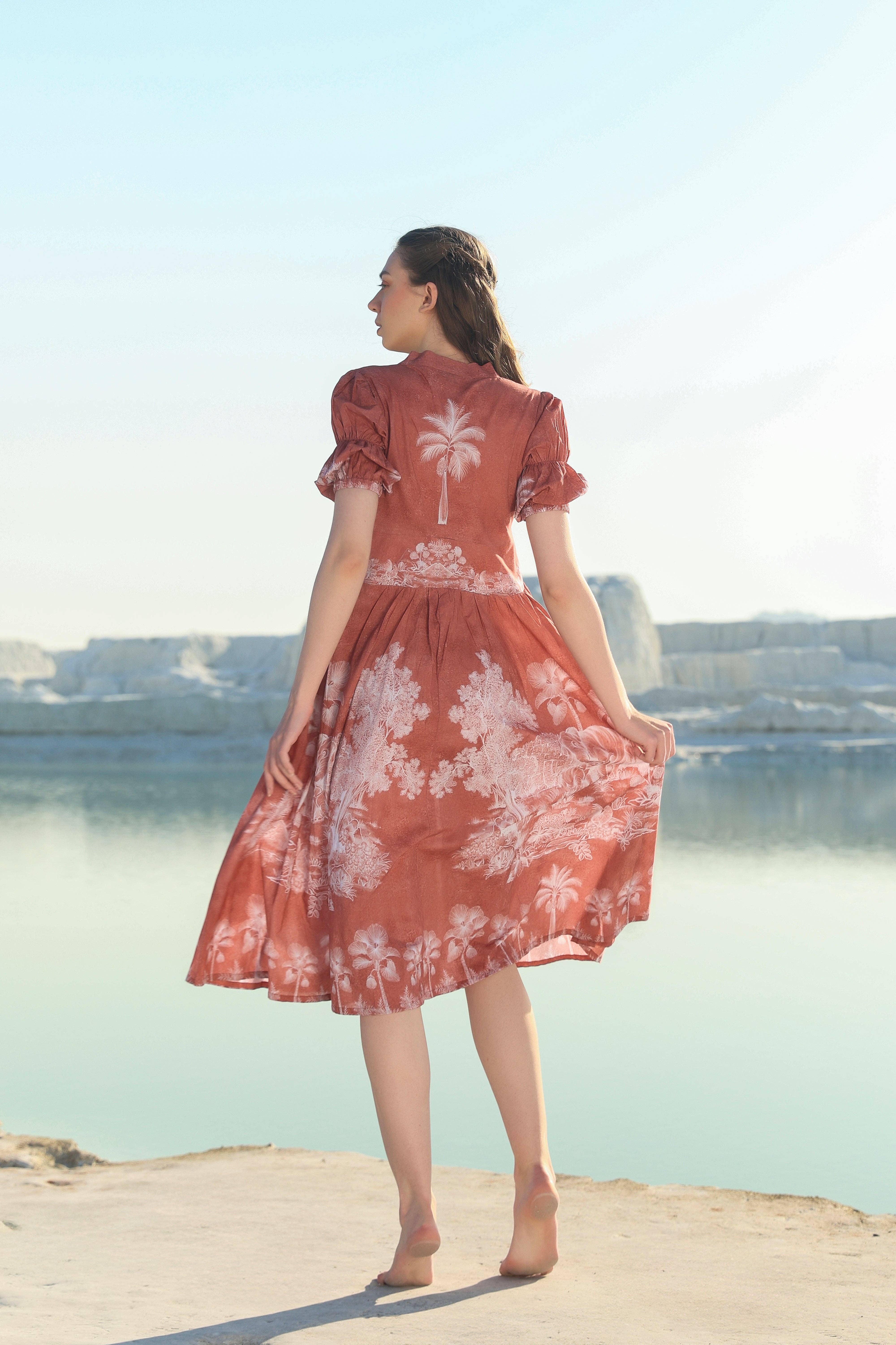 Mocha mousse Delicate darling tier Midi dress for wholesale on Faire1