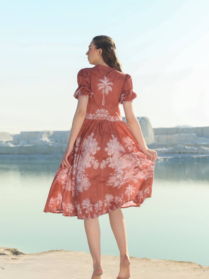 Mocha mousse Delicate darling tier Midi dress for wholesale on Faire1