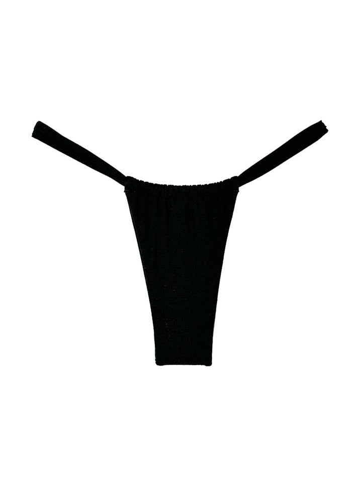 Oro Sliding Brazilian Bikini Bottom // Cozy Black for wholesale by Those Seen Dancing