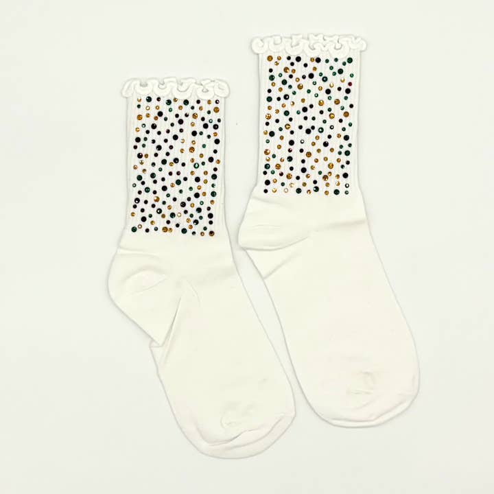 Mardi Gras Stoned Socks for wholesale by Blended Spirit Children’s Clothing