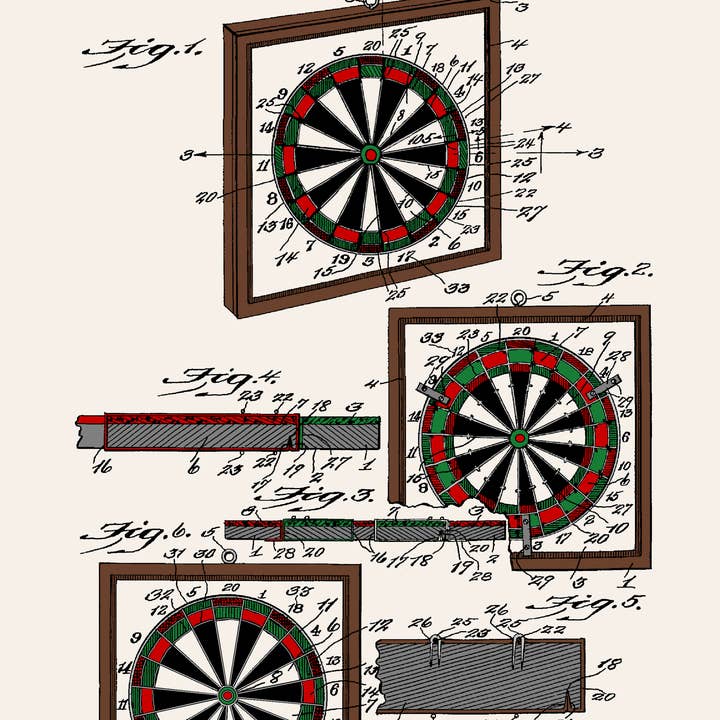 PATENT PRESS GREETING CARDS - Wholesale Everyday Greeting Card - Dart Board Image Everyday Greeting Card