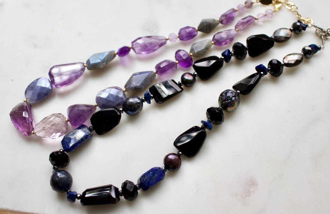 a.v. max - Wholesale Kralen/parelketting - Gefacetteerde Echte Klomp Ketting|9 kleuren9