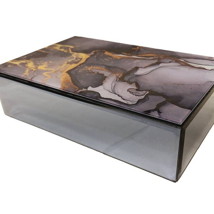 Mele and Co UK/ EU – wholesale Jewellery box/organiser – 3049 Molten Gold Effect Rectangular Trinket Box0