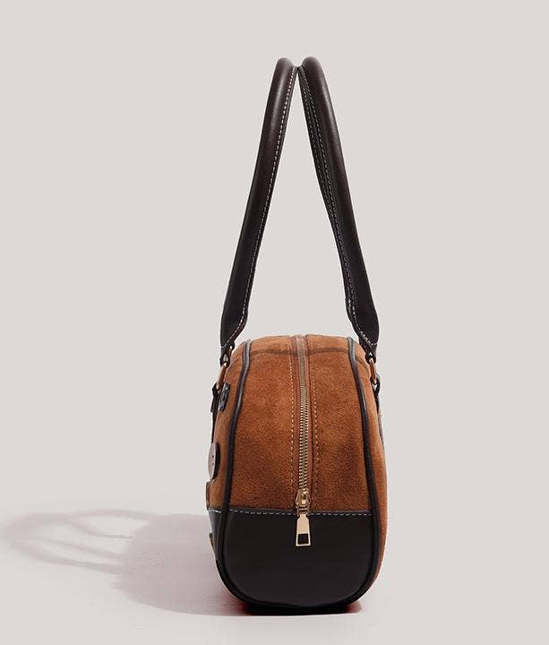 Brown Buttons random bowling Handle Bag for wholesale on Faire7