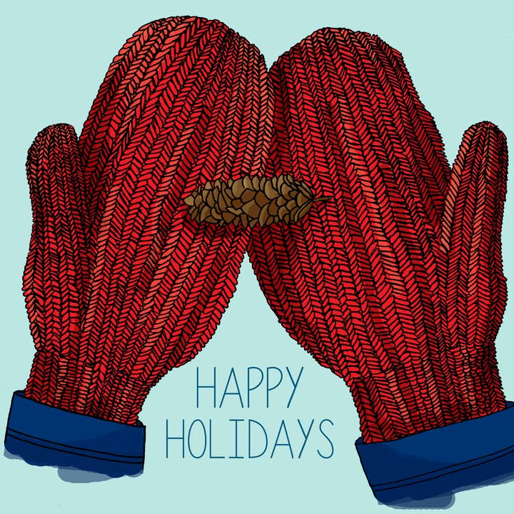 Pen+Pine – Großhandel Saisongrußkarte – Weihnachtskarte für Fäustlinge, 5 Stück