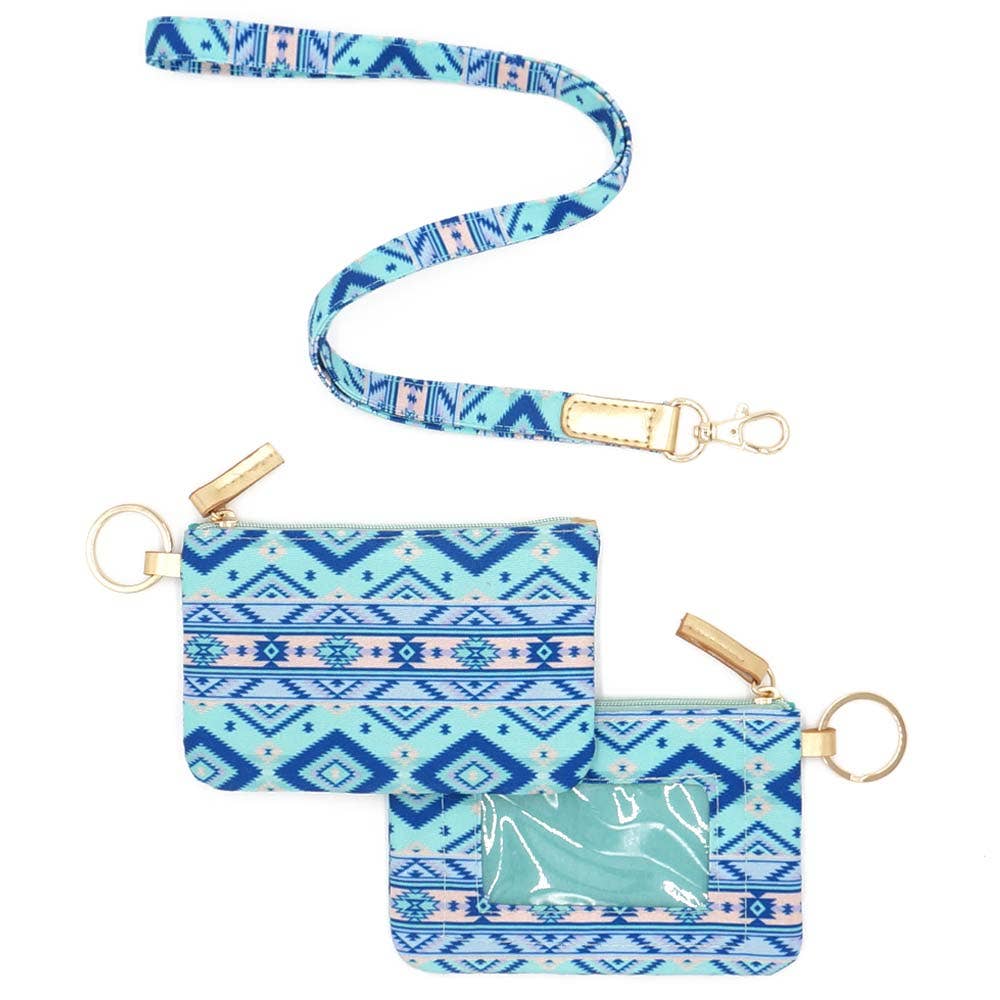 Sensibling Corp. - Wholesale Lanyard - Women's - Boho Aztec Patterned ID Wallet Detachable Lanyard
15