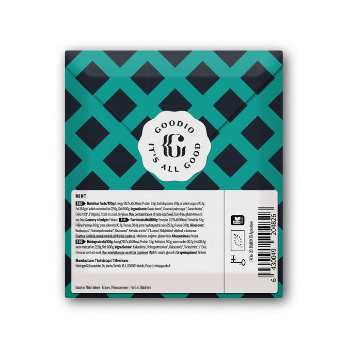 Goodio Chocolate - Wholesale Chocolate Bar - Mint Chocolate 65%5