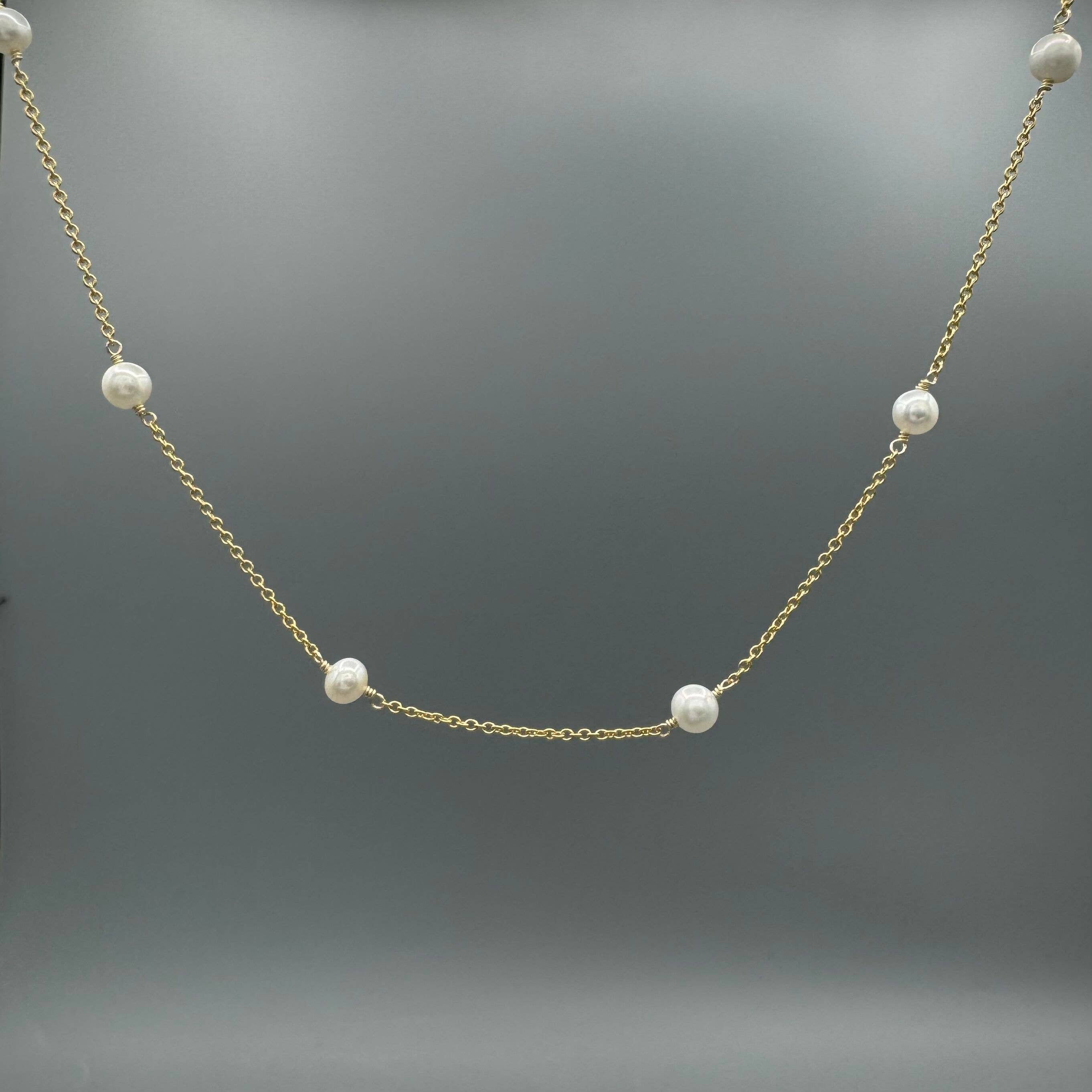 Something Silver - Wholesale Beaded/Pearl Necklace - Elegant Stationary Pearl Cable Chain Necklace0