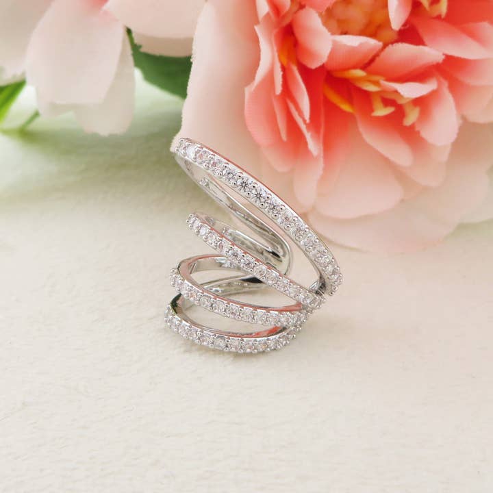 LYLAH ~ Earcuff Doppio con circonita cúbica para venta al por mayor de Daemon srls