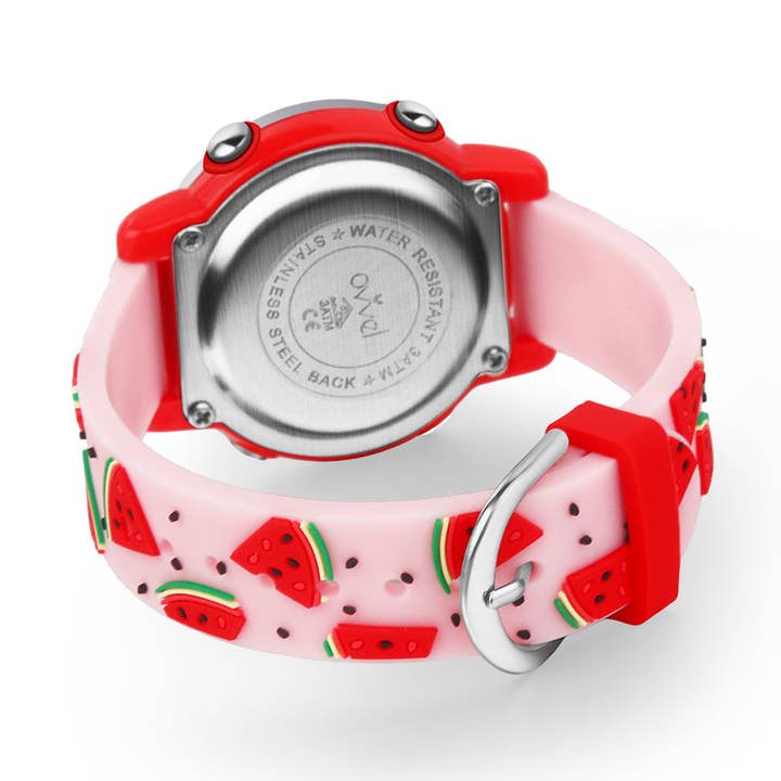 Montre de sport numérique pour filles avec de nombreuses fonctionnalités - Pastèque Éclaboussure pour la vente par Ovvel Watches