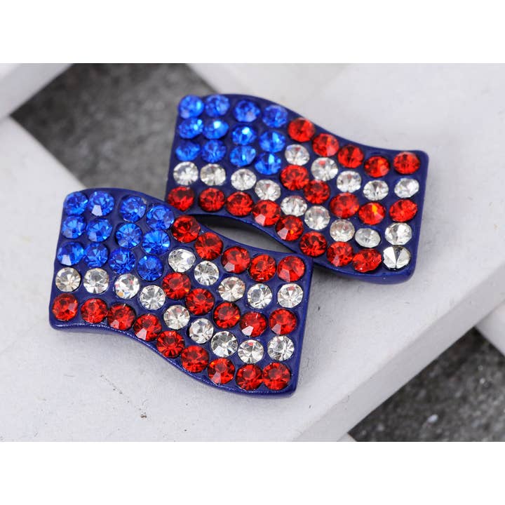 AK Brand – wholesale Stud/post earrings – Patriotic USA American Flag Red White And Blue Stud Earrings