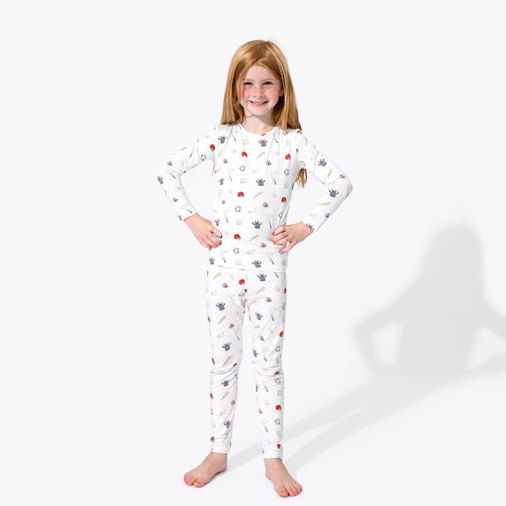Bellabu Bear - Wholesale Sleepwear Set - Kids - Baseball Bamboo Kids Pajamas Two-Piece Set