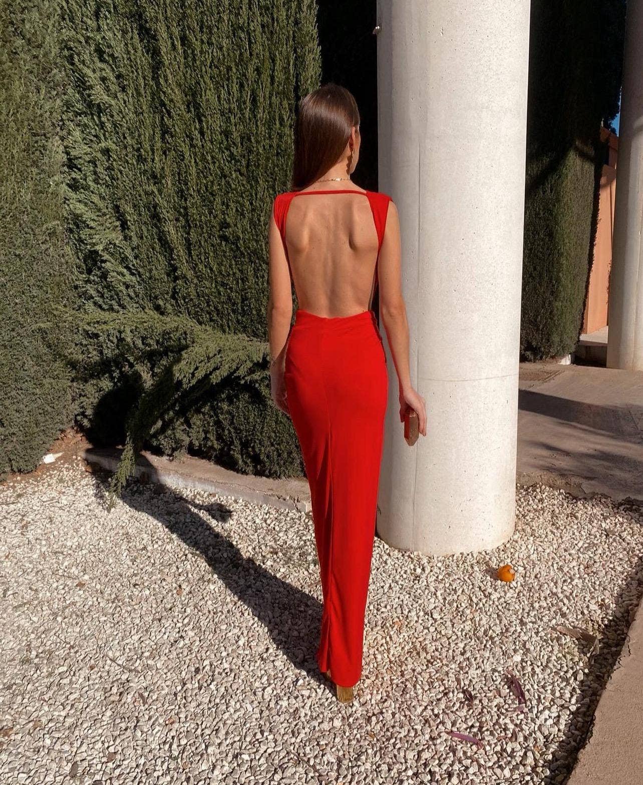 LORIANE – wholesale Dress – Women's – 5997 Plain long dress with open back one size5