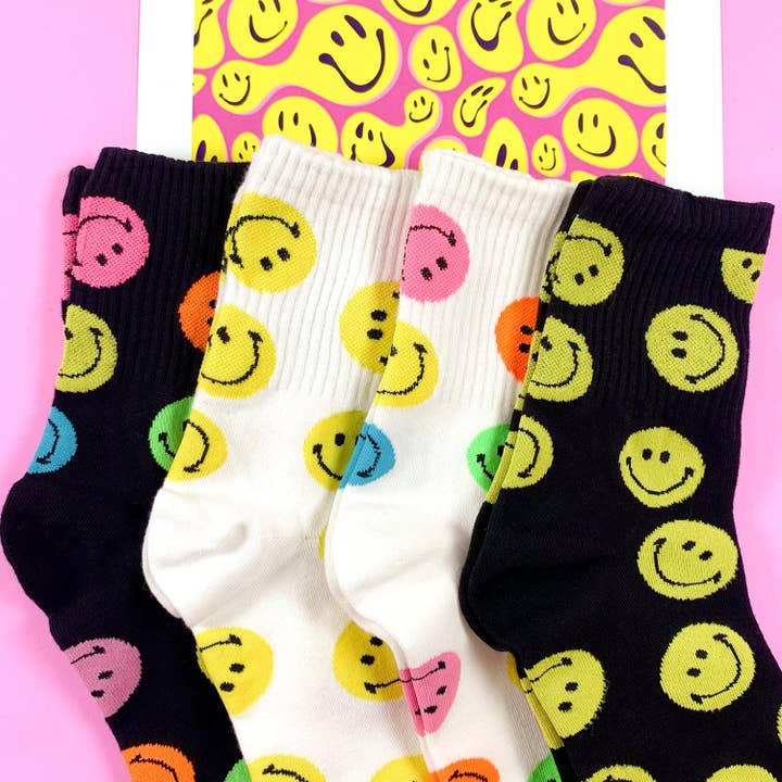 7DAYSSOCKS – wholesale Strumpor - Dam – Damstrumpor med leende mönster, crew-modell6