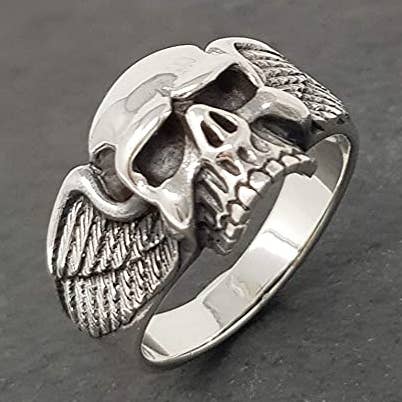 Anillo de plata de ley 925 pulido con forma de calavera de motociclista para venta al por mayor de VN Jewellery