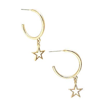 StarryNYC - Wholesale Hoop Earrings - C Round Hoop with Star Charm Dangle Earrings1
