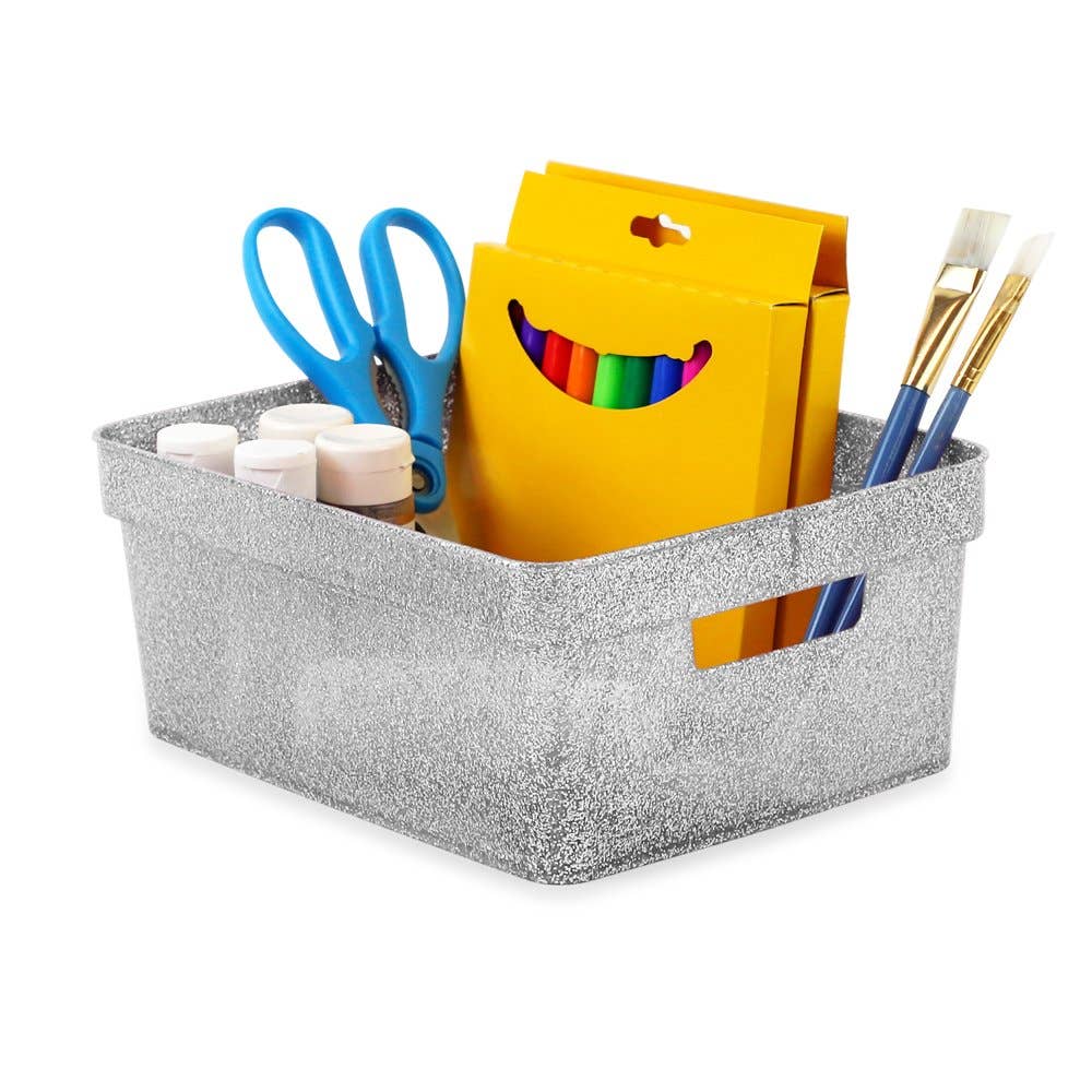 Isaac Jacobs International - Wholesale Storage Bin - Isaac Jacobs Small Glitter Storage Bin Set w/Cut-Out Handles15
