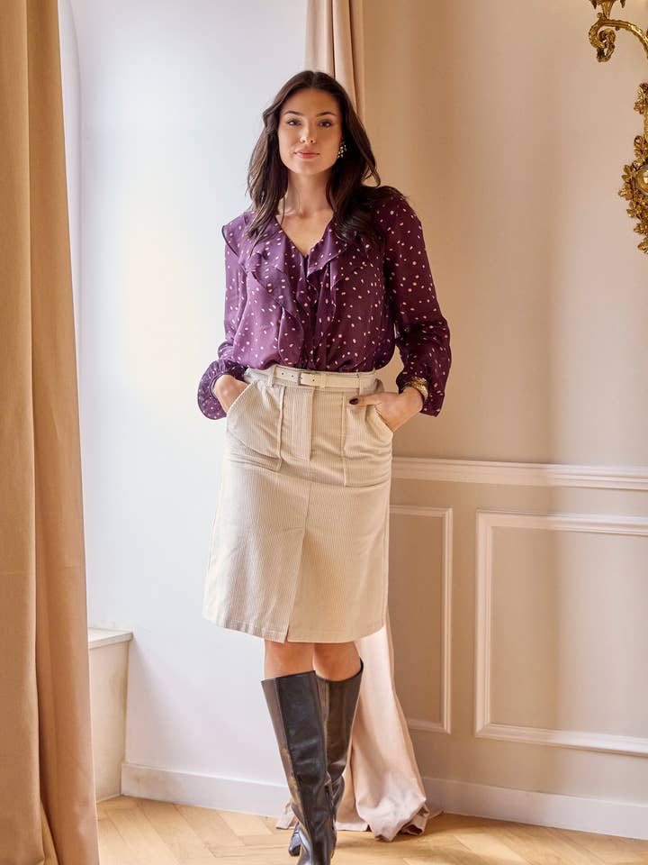 Ruffled blouse CH384 for wholesale by LULUMARY